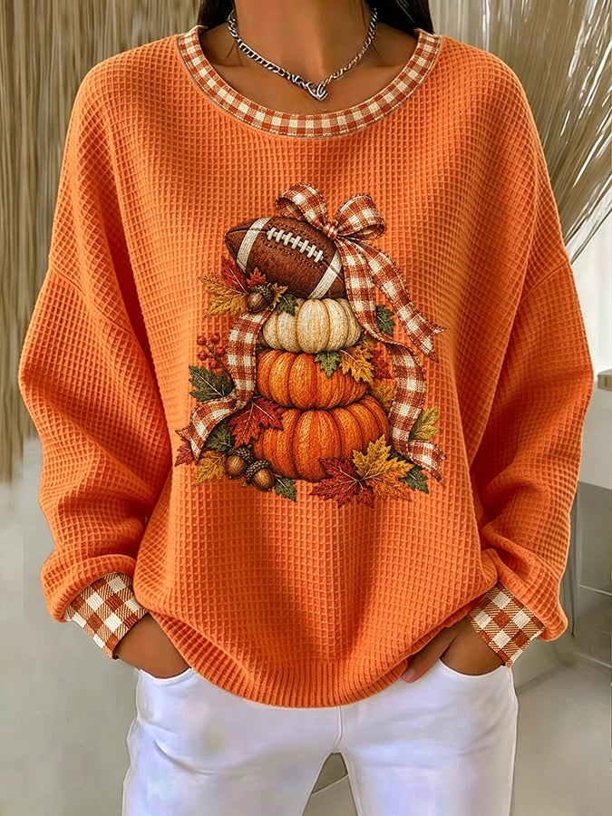 Women'S Autumn Season Waffle Sweatshirt
