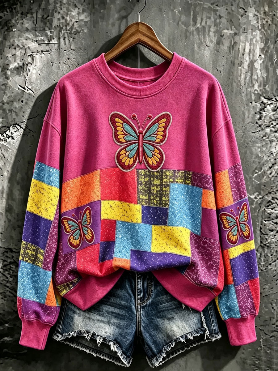 Ladies' butterfly patterned casual hoodie