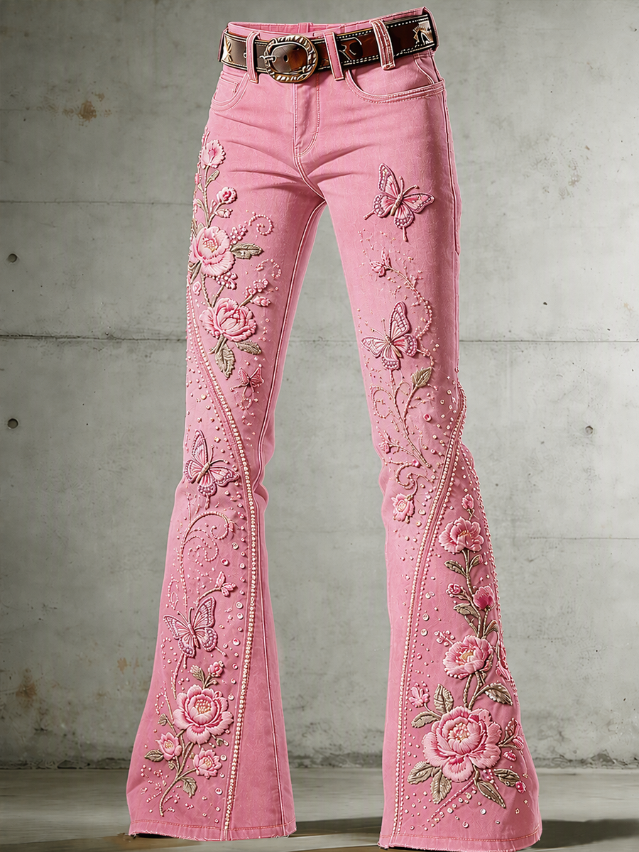 Women's Floral Pattern Jeans