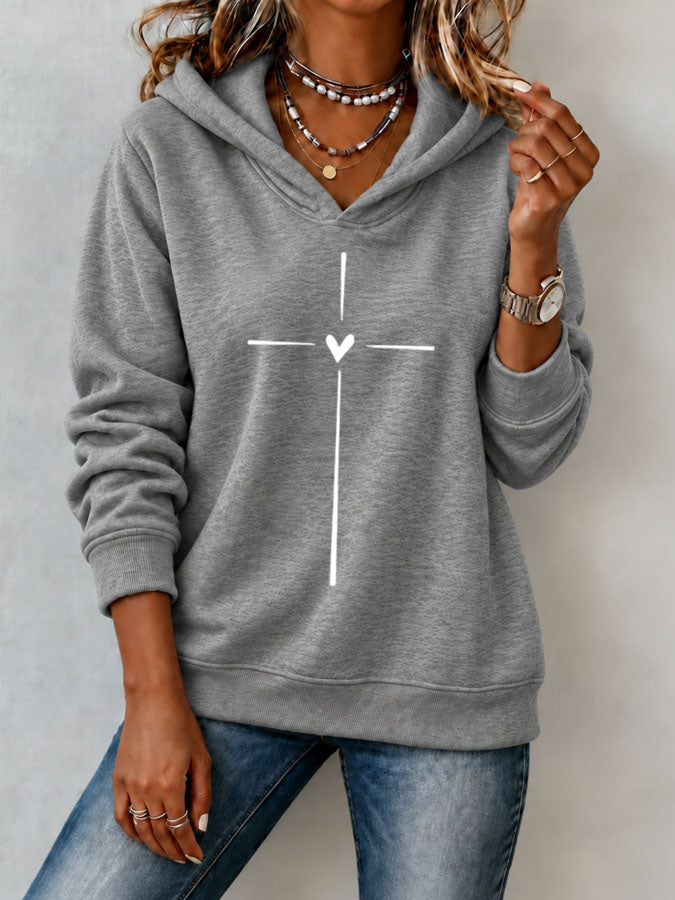 Women'S Cross Printed Hoodie