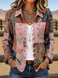 Women'S Butterfly & Floral Patterned Casual Western Style Jacket