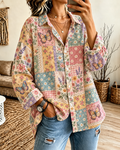 Women'S Casual Shirt With Butterfly And Floral Print