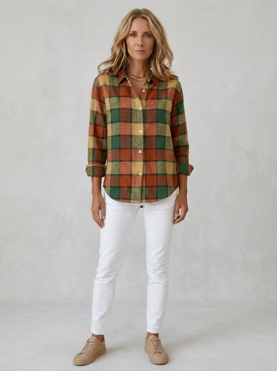 Women'S  Casual  Print Lapel Long Sleeve Shirt