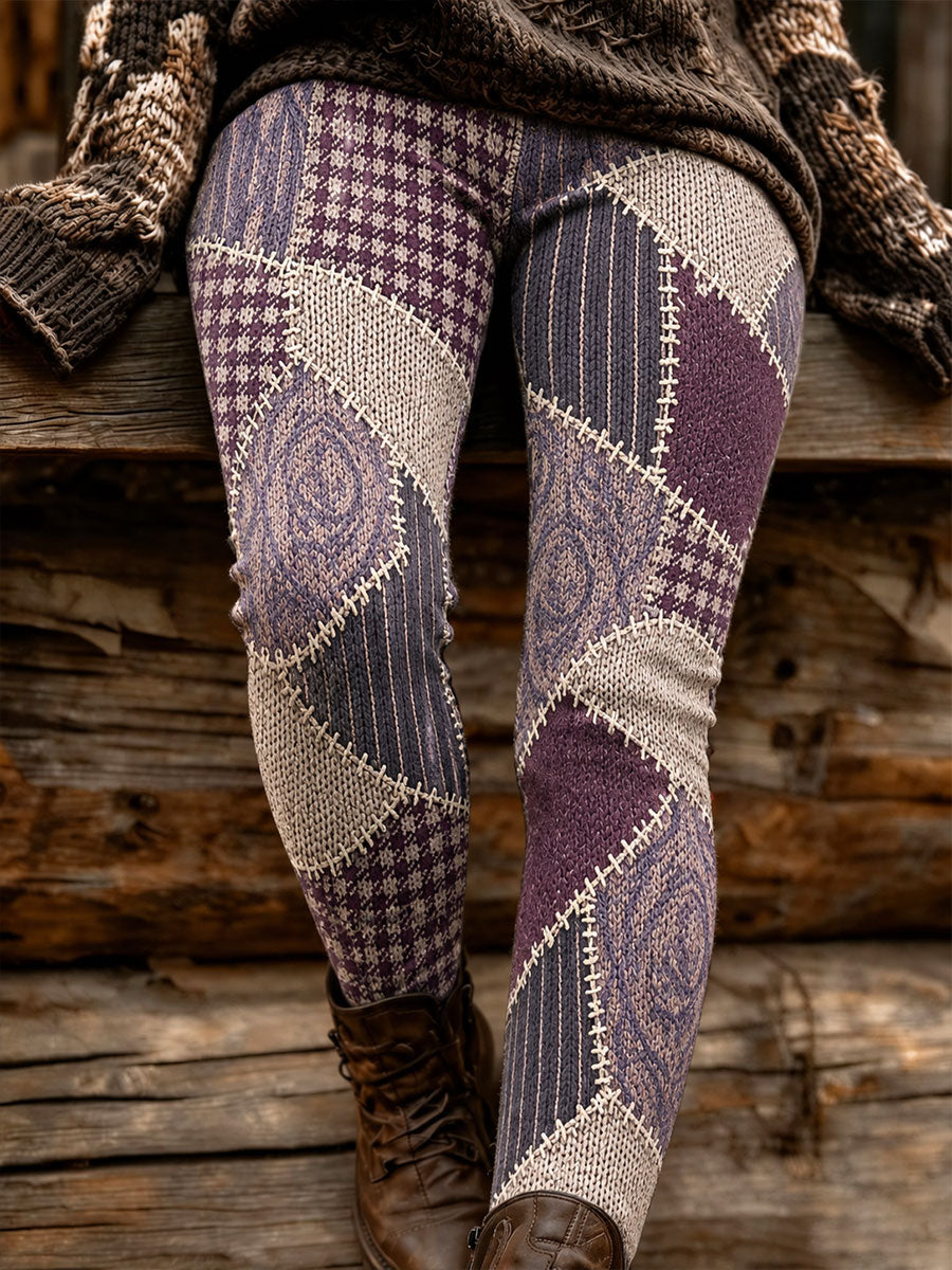 Women's Patchwork Art knit leggings