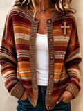 Women'S Fall Vintage Print Knit Cardigan