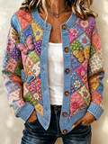 Women'S Patchwork Art Sweater Cardigan