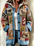 Women's Tennessee Country-Style Patchwork Knitted Cardigan