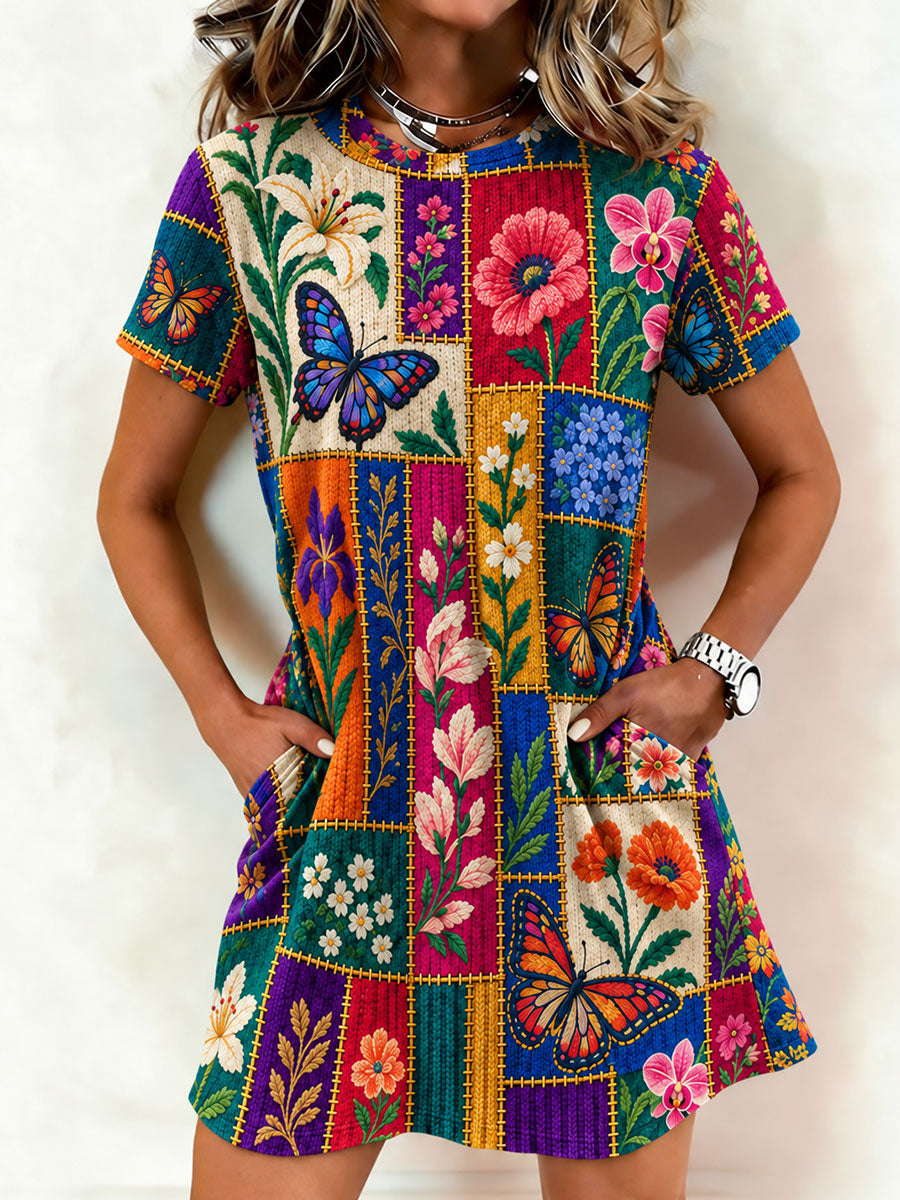 Women's Patchwork Art long T-shirt short skirt