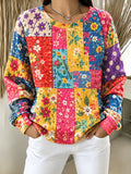 Women'S Floral Print Round Neck Sportswear