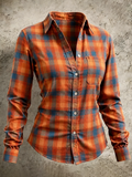 Women'S Plaid Print Pocket Shirt