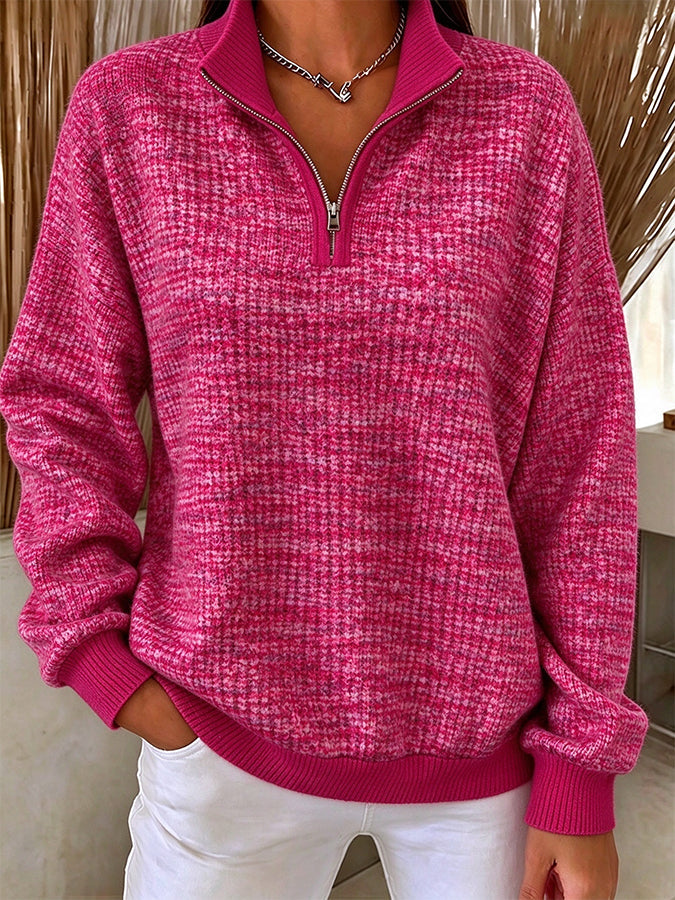 Women'S Breast Cancer Collared zip-up sweatshirt