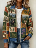Women's Tennessee Country-Style Patchwork Knitted Zipper cardigan